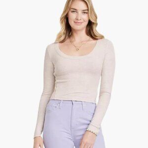 Universal Thread Ribbed Long Sleeve Scoop Neck T-Shirt